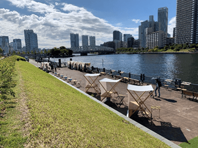 過去のすみだがわオープンテラスの様子（越中島）