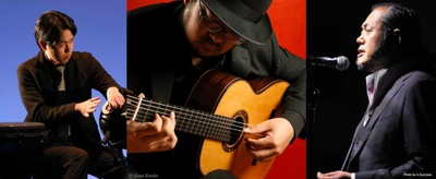 左から 坂本弘輝（パーカッション）、菅沼聖隆（フラメンコギター）、笛田剛史‘el Fuego’（カンテ・歌）