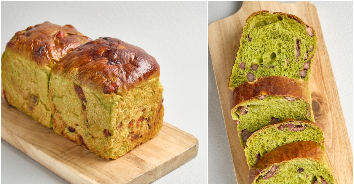 静岡県産抹茶と北海道産大納言の食パン
