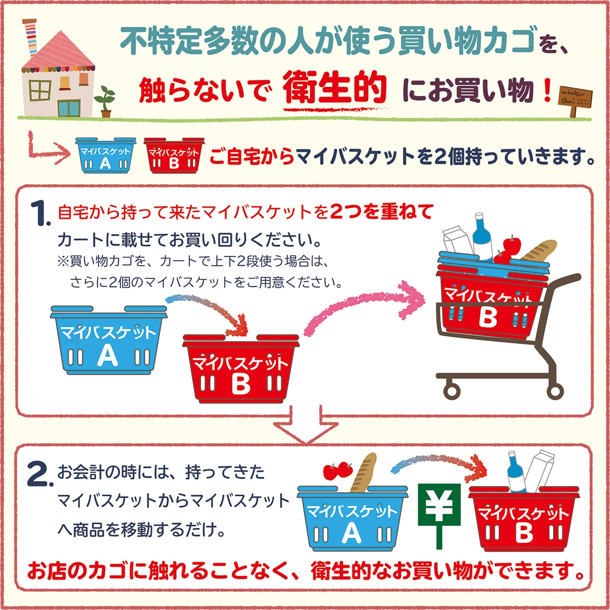 マイバスケットの便利で衛生的なご利用方法のご紹介。