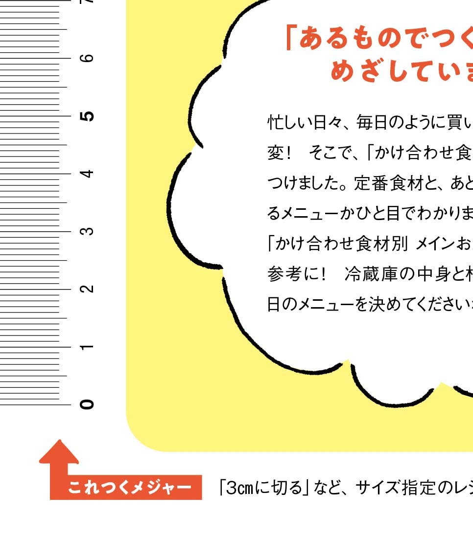 表紙の裏には、目分量による失敗を防ぐ、「これつくメジャー」つき!