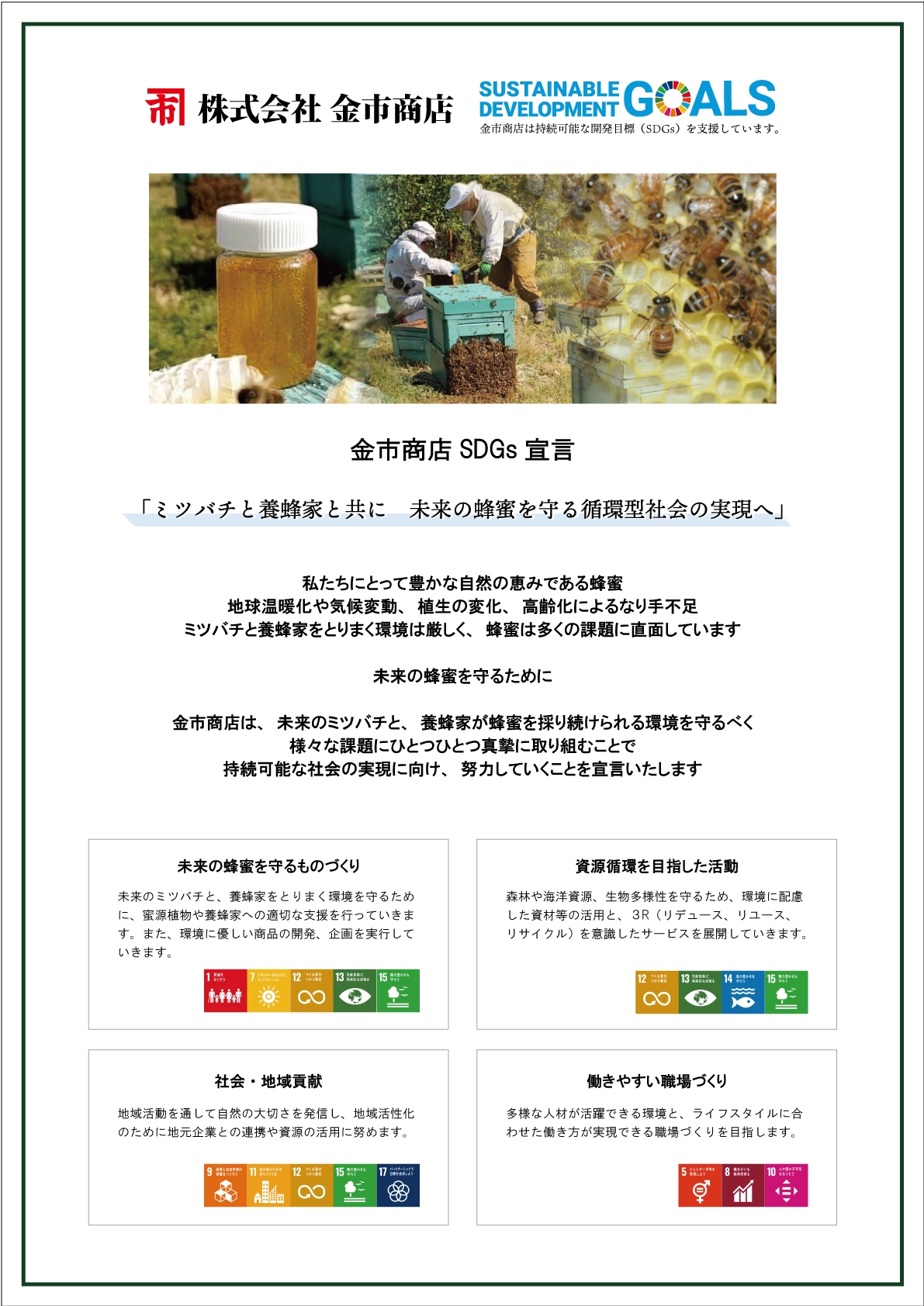 金市商店 SDGs宣言