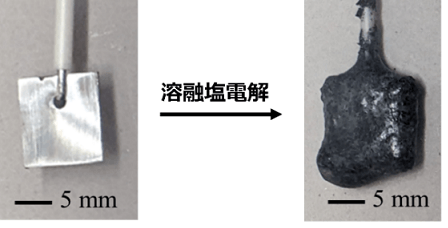 陰極に生成したカーバイド