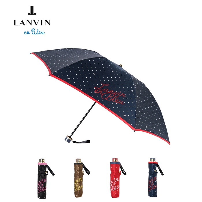【雨傘】 ランバンオンブルー (LANVIN en Bleu) ドット ロゴ クイックアーチ 折りたたみ傘 軽量 グラスファイバー