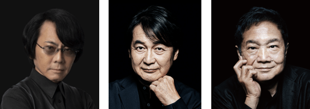 石黒浩氏(左)、夏野剛(中)、久夛良木健(右)