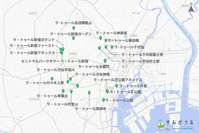 画像2：東京都心部における一部のラ・トゥールを示した地図（マンションナビ）