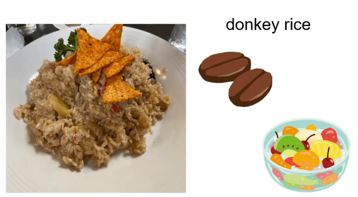 ちょっと変わった料理を提供する大学近くのカフェ(喫茶マウンテン)名物の料理を紹介。 お互いの国の食べ物について質問やディスカッションが行われ、 理解を深めた。 【撮影協力】喫茶マウンテン