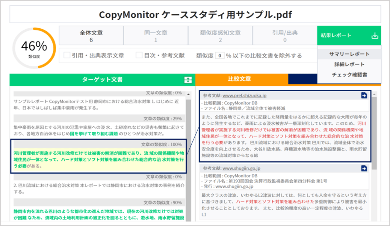 【CopyMonitor】サンプル結果レポートページ