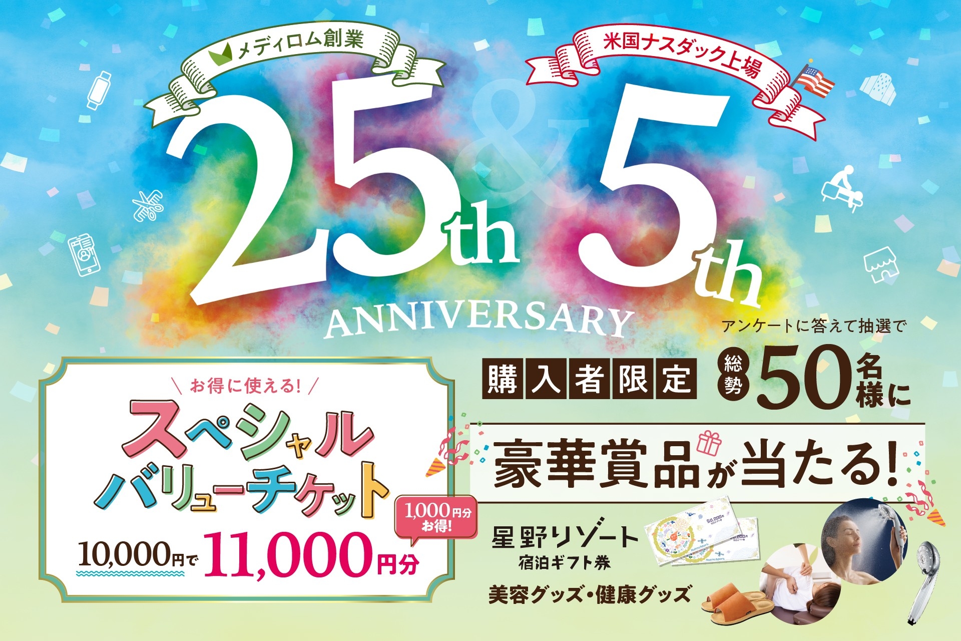 【リラクグループ】メディロム創業25周年×Nasdaq上場5周年、感謝を込めたANNIVERSARYキャンペーン開催！