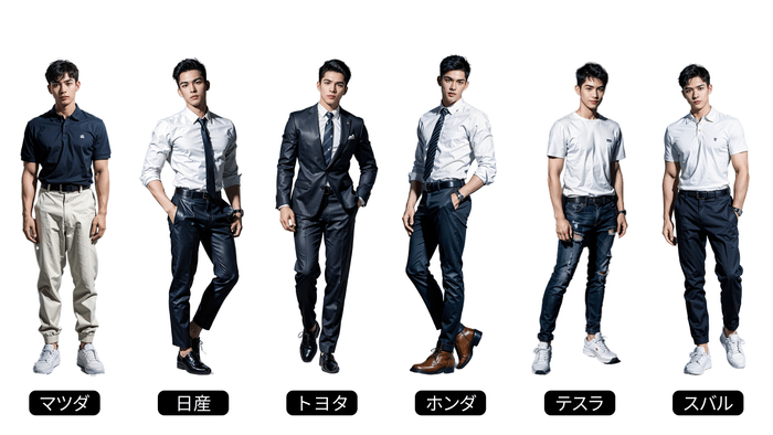 「働く男子図鑑」内の自動車メーカー