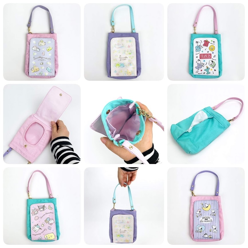 ハンカチ・ティッシュにウェットティッシュ…身だしなみアイテムをスマートに収納する便利ポーチ♪すみっコもスヌーピーもサンリオも揃ってます☆