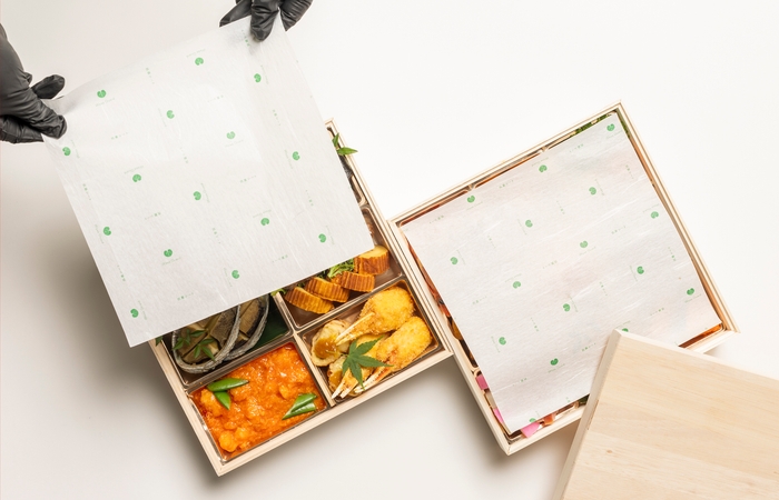 おせちやお弁当に1枚のせるだけ