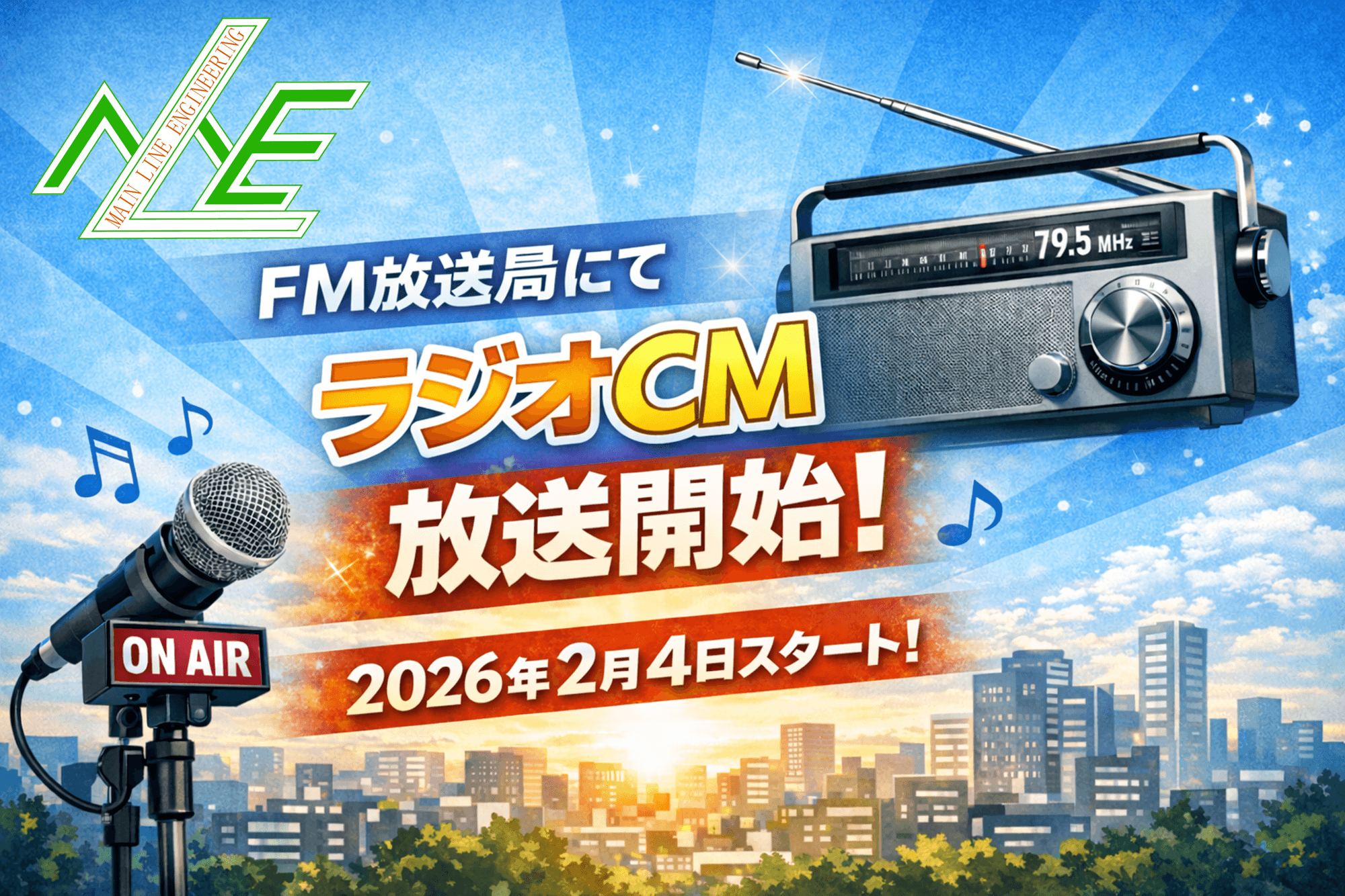 インフラ老朽化が進む中、「100年先の未来」を見据えるメインライン・エンジニアリングがラジオCMで想いを発信。FM NACK5で2月4日より放送開始