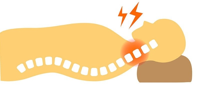 高さが高い枕で寝ているときの寝姿勢