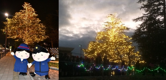 過去のイルミネーションの様子(キャラクターは近大附属小のマスコット「きんちゃん・しょうちゃん」)