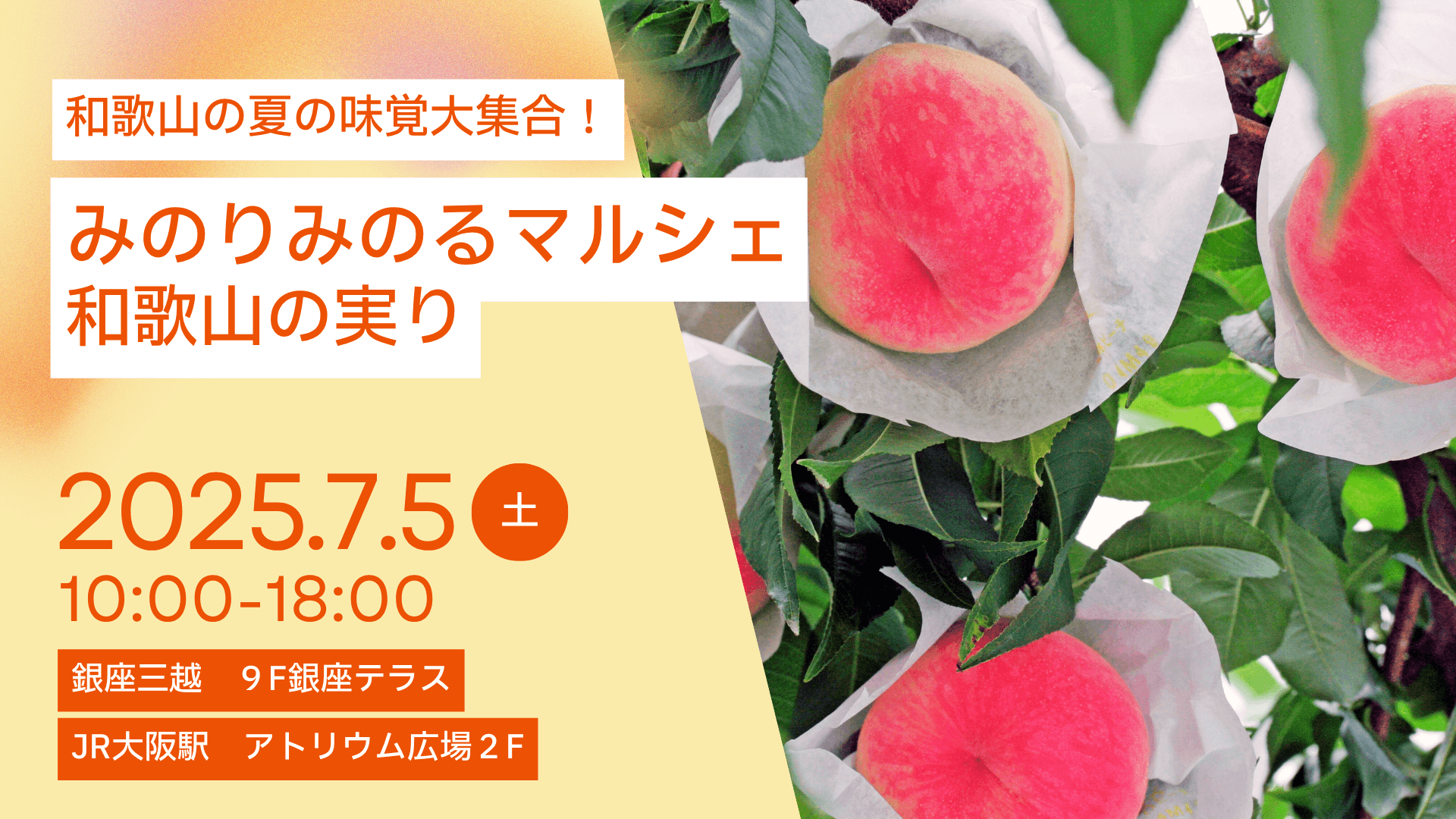 果樹王国和歌山県から旬の味覚をお届け！ 東京・大阪でみのりみのるマルシェ「和歌山の実り」を７月５日に開催
