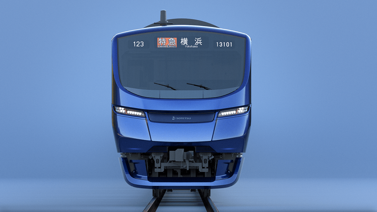 「13000系」の特徴である車両前面 (イメージ)