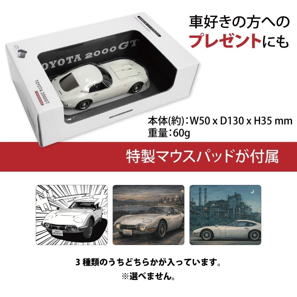 伝説の名車「トヨタ2000GT」マウス、付属マウスパットが新しくなって