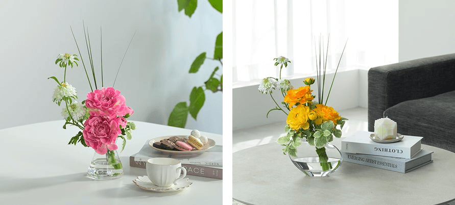 (左:ラナンキュラスM24-pk、右:ラナンキュラスL24-o)