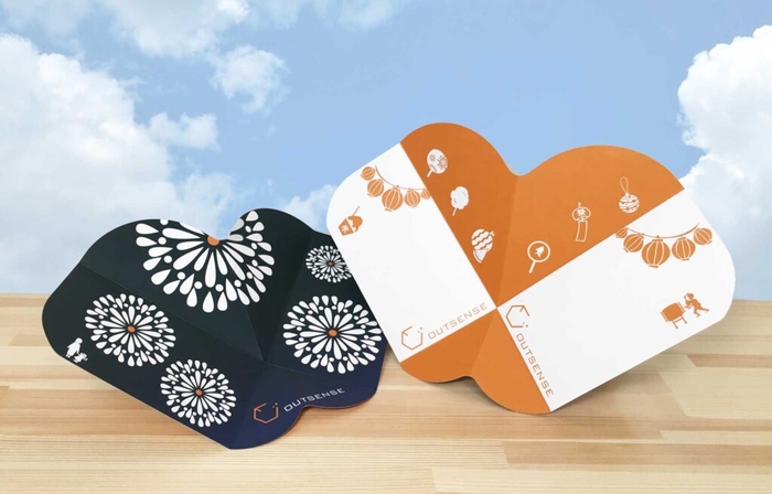 例:ハート型ちょうちょうちわ(ハート型であるが、折りたたむことでポケットサイズに収納可能)