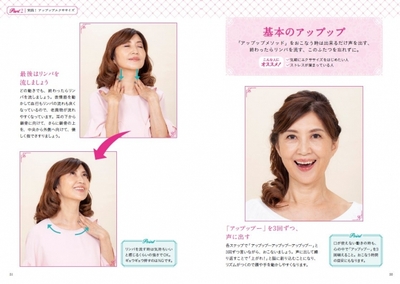 「基本のアップップ」はできるだけ声を出し、リンパを流します。モデルも著者。