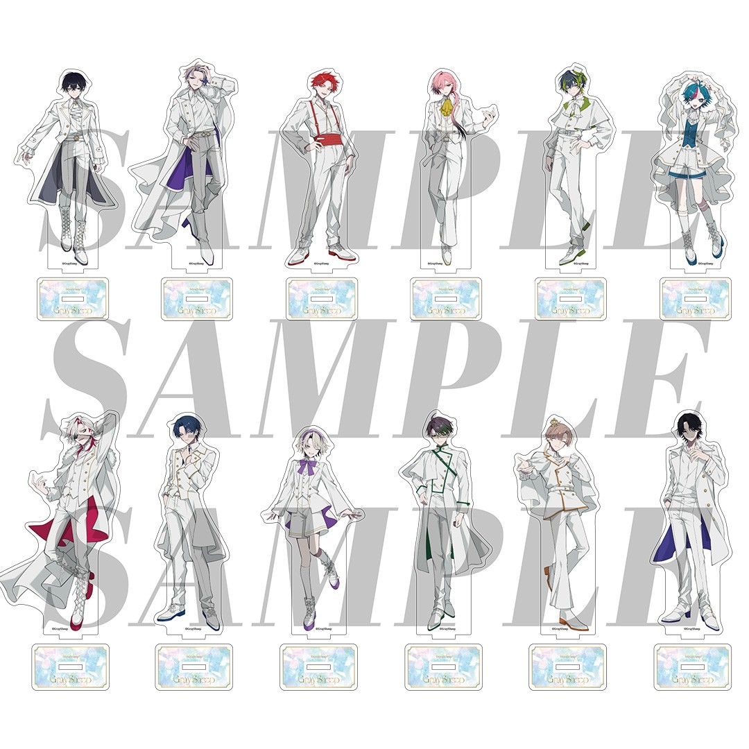 アクリルスタンド 2nd Anniv. Ver. イベント価格:¥1,700(税込) 種類:全12種 キャラサイズ:全長145mm程度 台座サイズ:H30mmxW50mm程度 ※絵柄をお選びいただけます ※キャラクターによりサイズが異なります