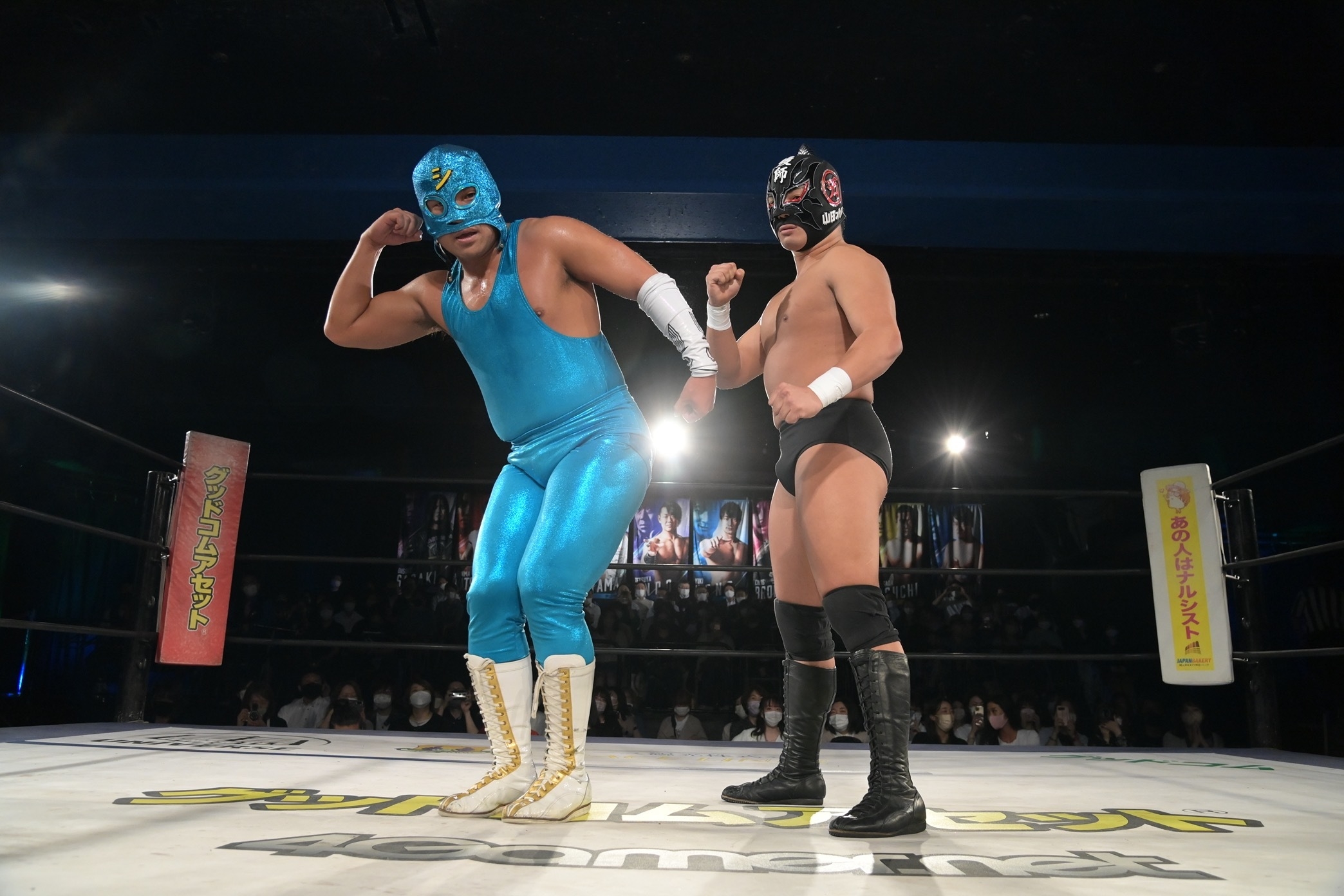 5.8 鹿児島・志布志市「うなぎの駅」大会でタッグを組むシシャモパワーと鰻マスク 写真提供:DDT