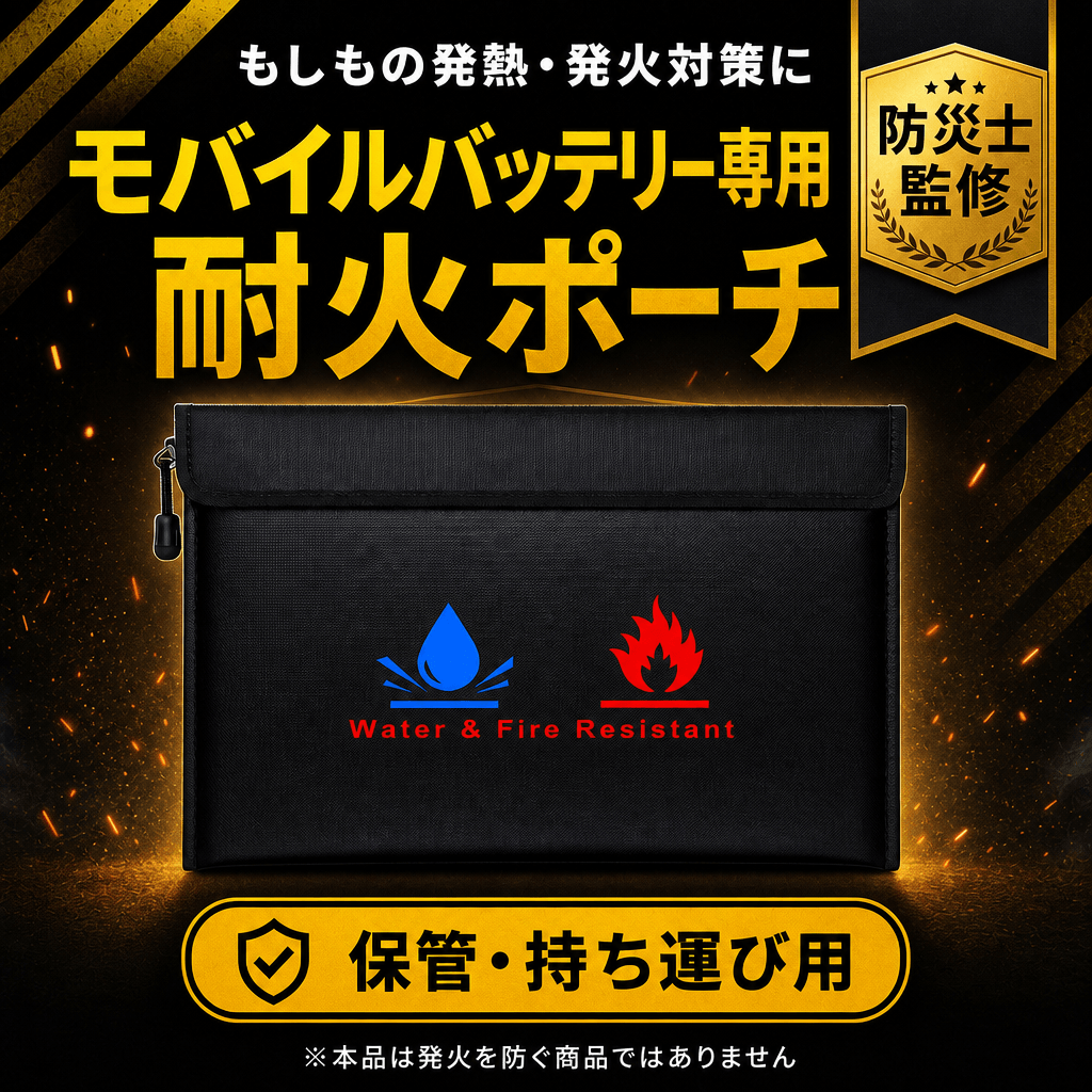 毎日持ち歩くモバイルバッテリーに“もしも”の備えを。難燃3層構造の「モバイルバッテリー用耐火ポーチ」を発売