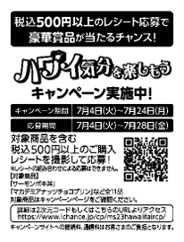 ハワイ気分を楽しもうキャンペーンレシート販促物画像(画像はイメージです。)