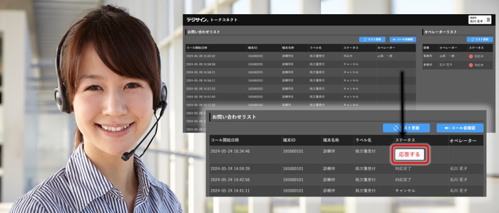 <オペレータシステムの受付画面イメージ>