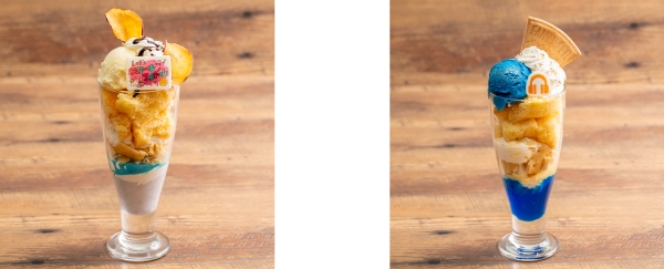 ▲Let'sスクールアイドル Welcomeパフェ/▲紺碧の星空 輝くパフェ