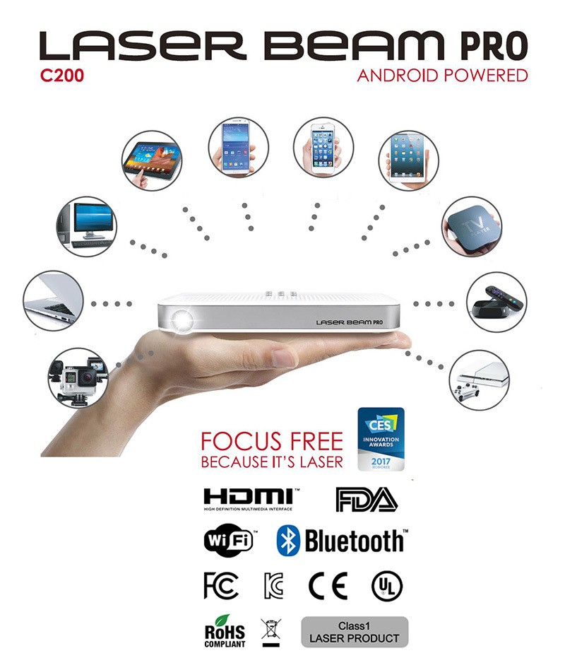 スマートポータブルプロジェクターの究極体、LASER BEAM PRO C200が