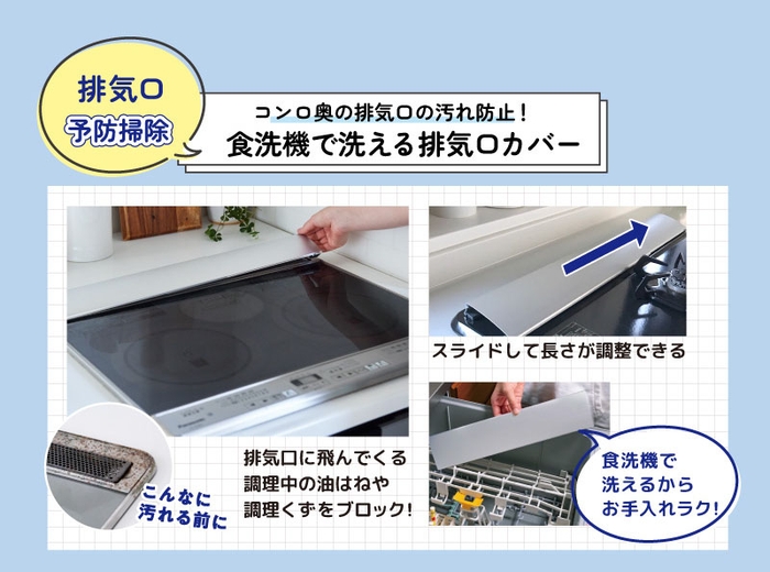 排気口予防掃除 コンロ奥の排気口の汚れ防止!