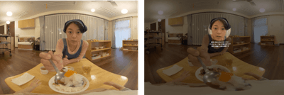 ▲悪い例の食事の場面を体験した後は、解説編で悪いポイントの回答を学習