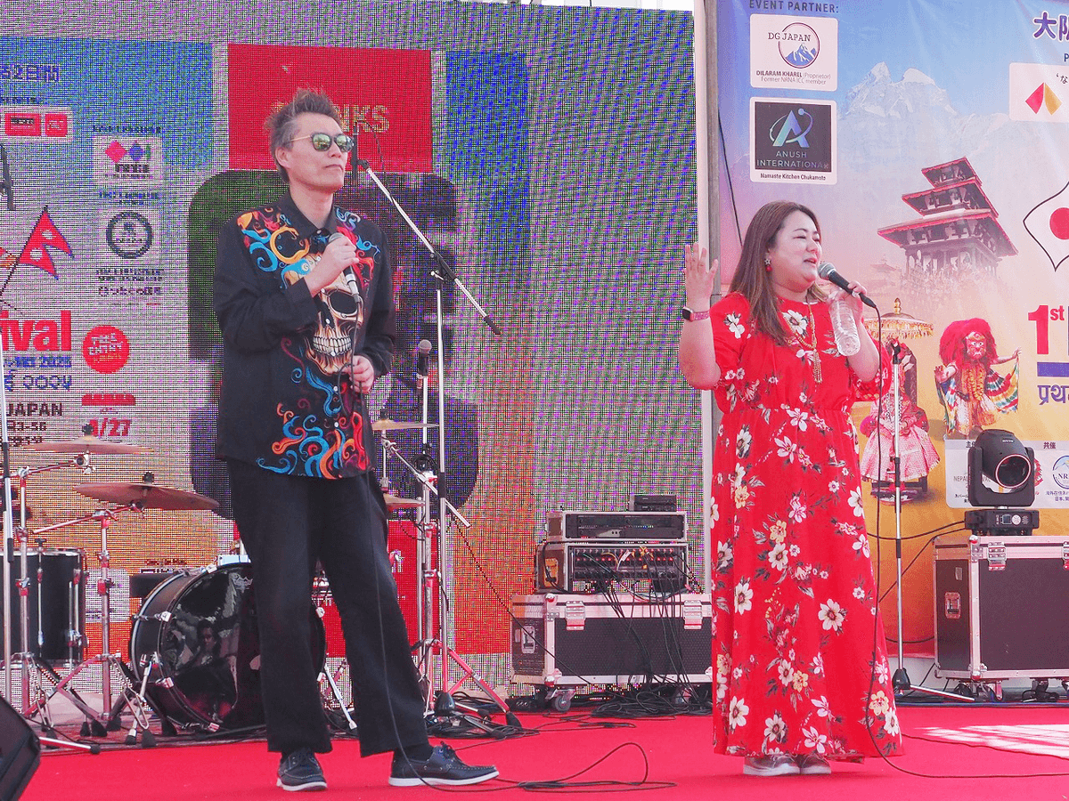 第1回ネパールフェスティバル関西2025にGOD&SIZUKUがゲスト出演。ネパール館テーマソング歌唱披露