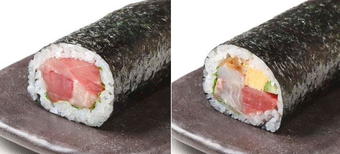近大マグロ恵方巻(左)、近大海鮮恵方巻(右)