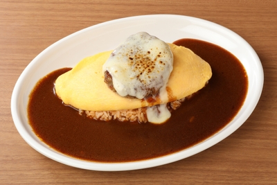 炙りチーズハンバーグオムライス（Rサイズ1,030円、Mサイズ1,130円）