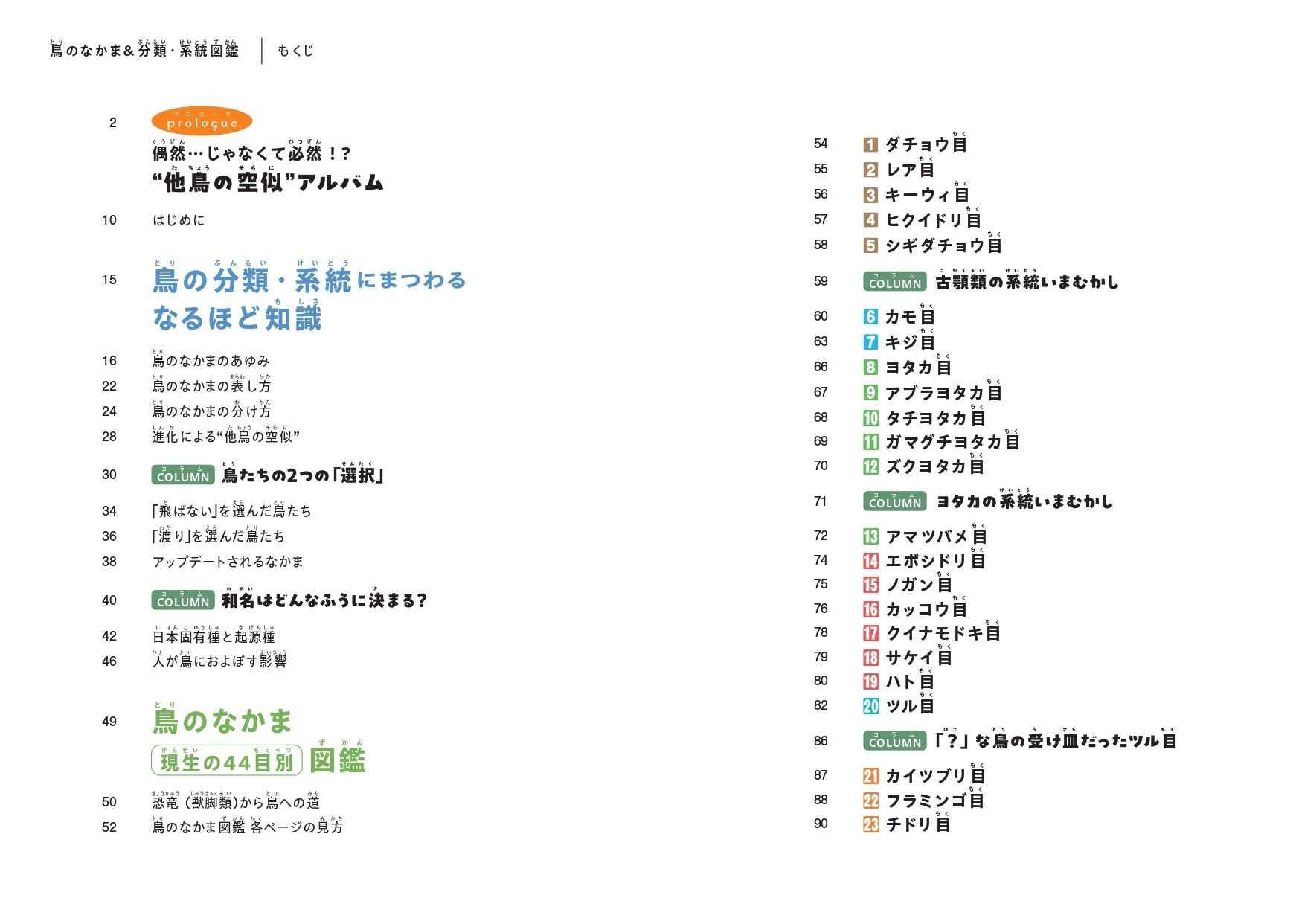 『鳥のなかま&分類・系統図鑑』もくじ①