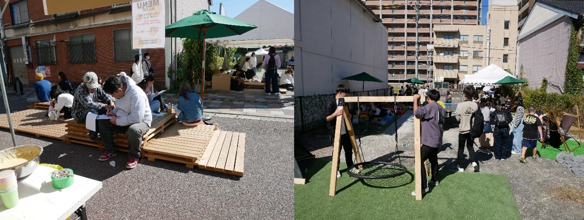 令和5年(2023年)10月に行われた「ぶらり市」での近大生の活動の様子