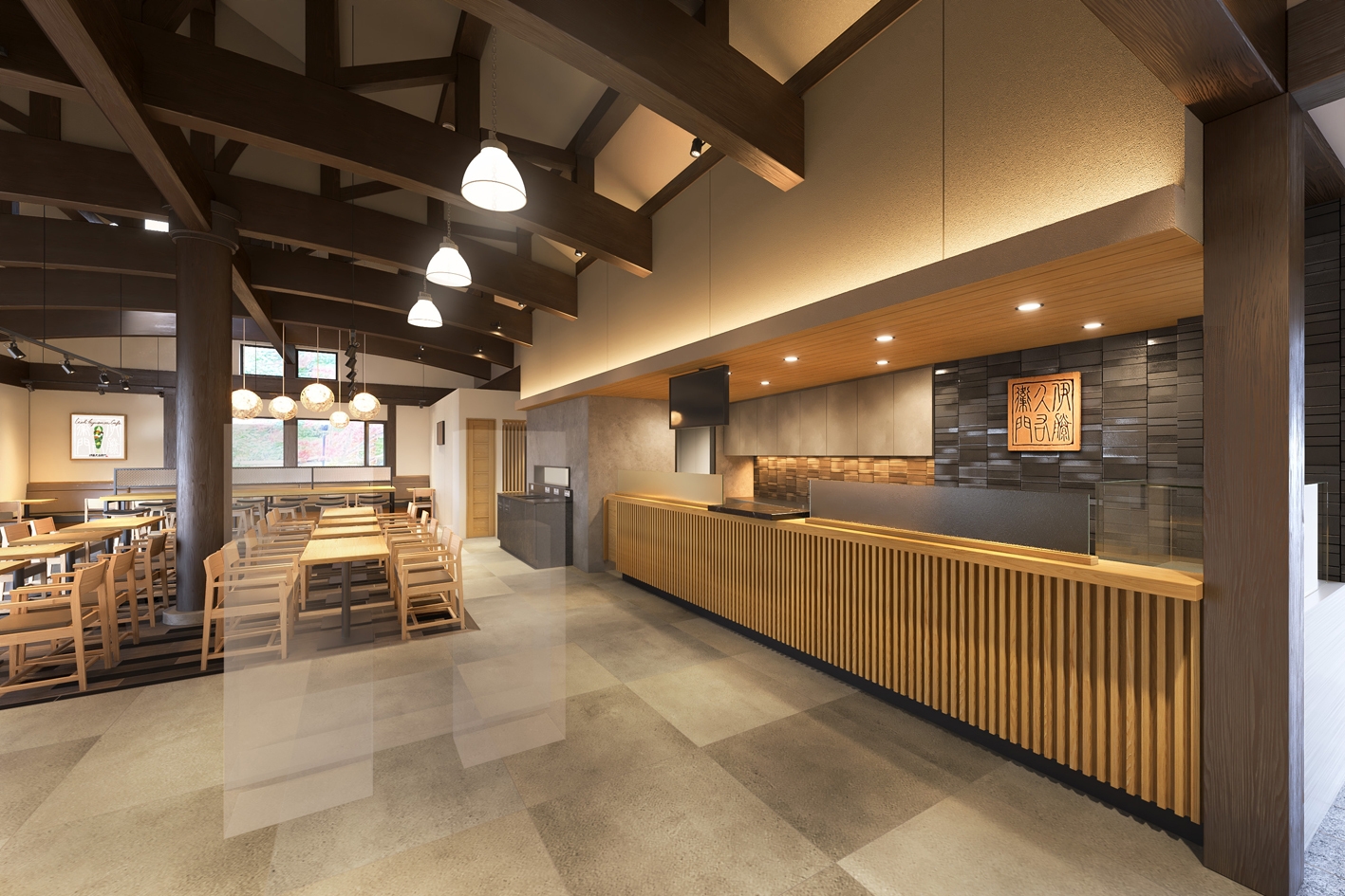 伊藤久右衛門 清水産寧坂店 内観(カフェ)CG