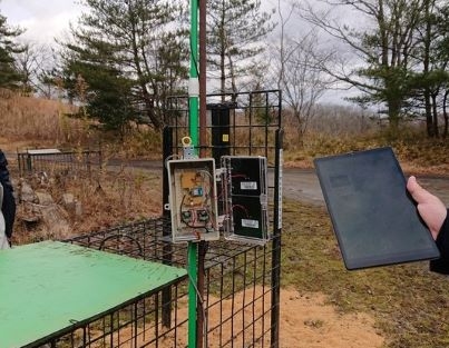 現場の様子(センサーが設置された捕獲用のおり)