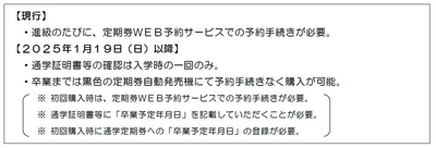 ～通学証明書等の確認が、入学時の一回のみになります！～ 進級時の通学定期乗車券の発売方法を変更します