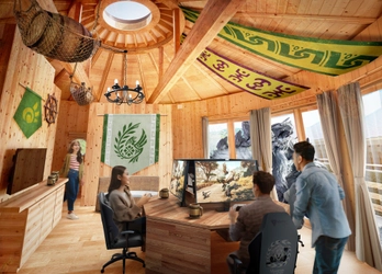 ニジゲンノモリ公式ラグジュアリーヴィラ「GRAND CHARIOT 北斗七星135°」 ハンティングアクションゲーム「モンスターハンター」でゲーム合宿 2つのコラボルーム『集会所のコクーン』『マイハウスのコクーン』 2025年6月20日（金）オープン