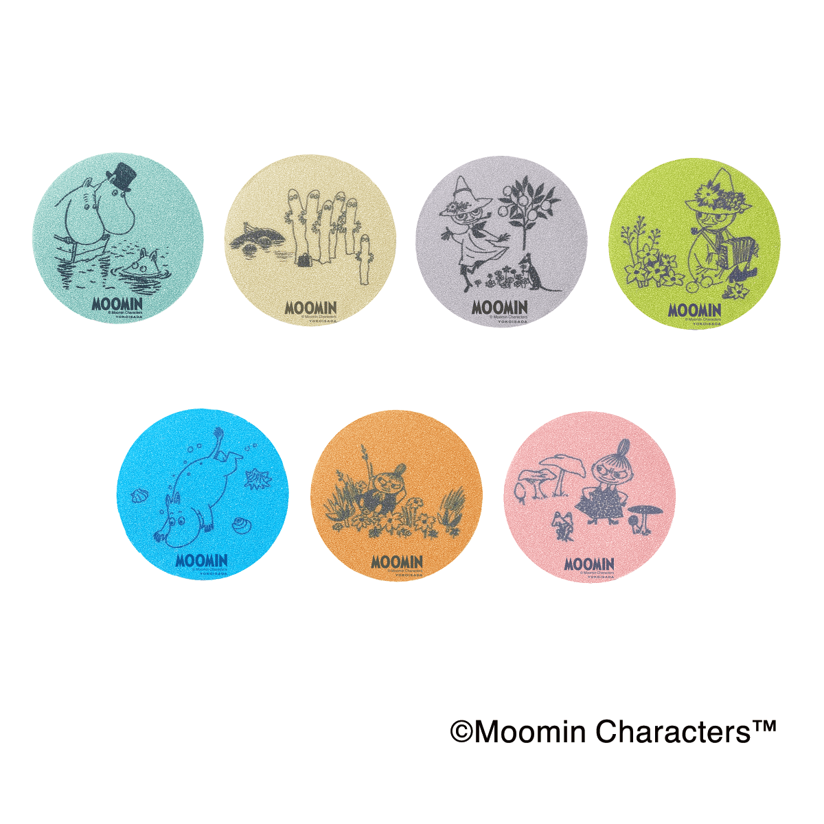 絵柄の異なる7枚のムーミンシート