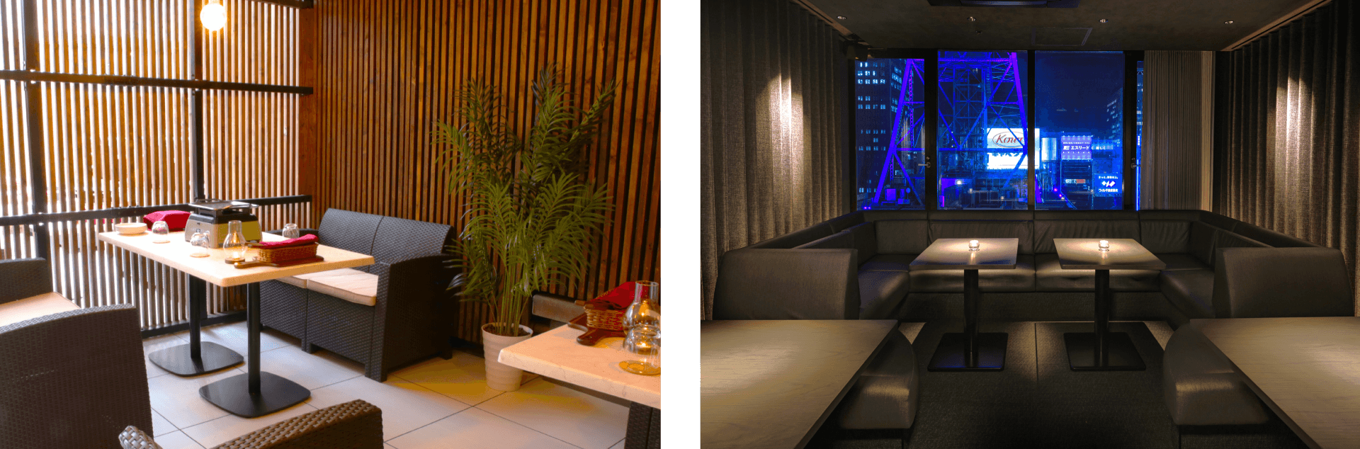 【ルーフフロア】雨でも利用可能なビアガーデン席、【アフターバー】BBQの後は涼しい屋内へ