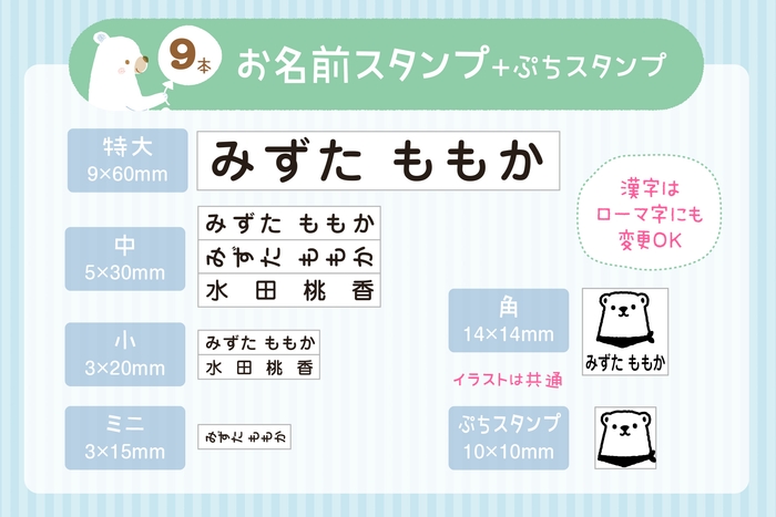 ひらがな+漢字でお作りします。漢字はローマ字にも変更OK!