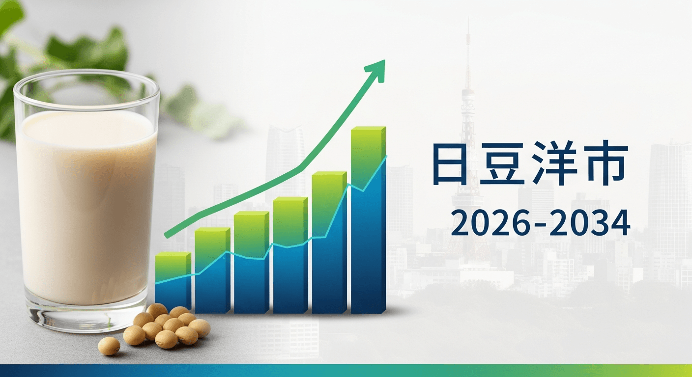 日本の豆乳飲料市場は健全な成長軌道を示しており、2034年までに年平均成長率4.09%で9,470万米ドルに達すると予測されている
