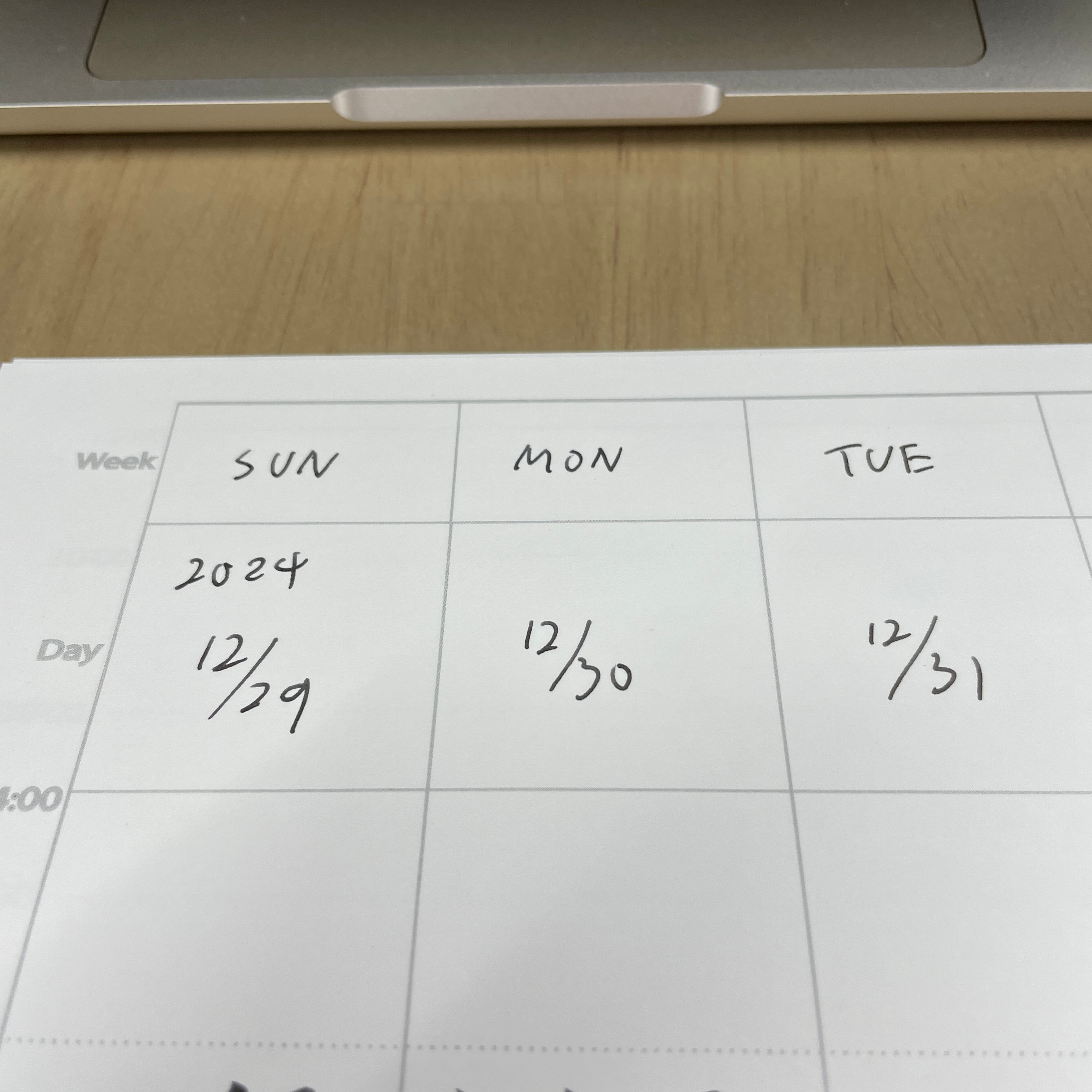 7Days版 記入例その1