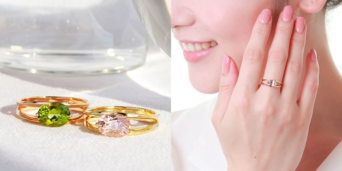 「カルメン」リング(ペリドット/モルガナイト)