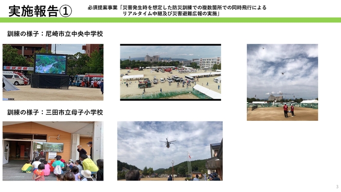 <実証報告書より抜粋:第1回目の防災訓練の様子>